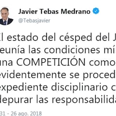 Tebas anuncia expediente al Valladolid por el césped