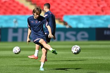 Croatia captain Luka Modric during training at Wembley Stadium.