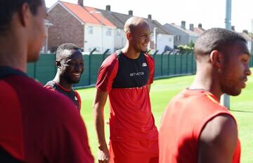 Fabinho and team mates, all smiles at Melwood