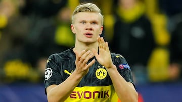 El delantero noruego del Borussia Dortmund, Erling Braut Haaland, durante un encuentro.