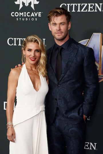 El actor australiano, Chris Hemsworth (Thor), y su esposa la actriz española, Elsa Pataky, posaron juntos en la premiere mundial Avengers: Endgame en Los Ángeles, California.