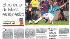 Cruyff critica la duración del contrato de Messi