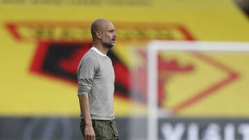 Soccer Football - Premier League - Watford v Manchester City - Vicarage Road, Watford, Britain - July 21, 2020 Manchester City manager Pep Guardiola, as play resumes behind closed doors following the outbreak of the coronavirus disease (COVID-19) Pool via