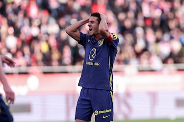 Reacción del capitán del Atlético de Madrid durante el duelo frente al Girona.