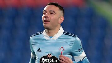 Iago Aspas celebra el gol anotado ante el Getafe en el Coliseum.