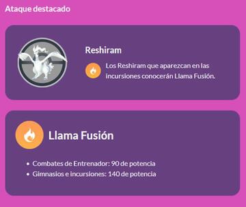 Reshiram tendrá Llama Fusión si lo capturamos en el evento Año Nuevo 2023