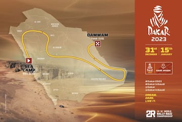 Primer esbozo del recorrido del Dakar 2023.