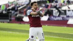 Jesse Lingard, delantero del West Ham, celebra su segundo anotado ante el Tottenham Hotspur.