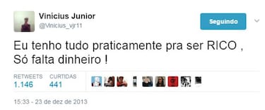 Se viralizan los tuits de la primera cuenta de Vinicius