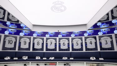 Vista general del vestuario del Real Madrid antes del duelo frente al Atlético de Madrid.