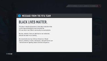 FIFA 20 incorpora el mensaje del Black Lives Matter en el videojuego