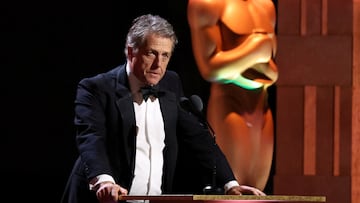 Hugh Grant speaks during the Academy of Motion Picture Arts and Sciences 15th Governors Awards at the Ray Dolby Ballroom in Los Angeles, California, U.S. November 17, 2024. REUTERS/Mario Anzuoni