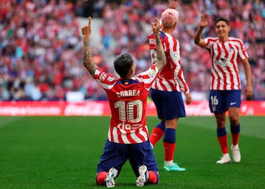 Atlético de Madrid 3-0 Osasuna | Caño de Griezmann en línea de tres cuartos, De Paul recogió el balón y filtró a Correa para finalizar por el palo corto raso.