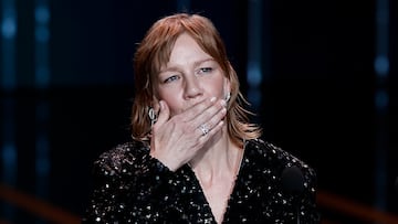 Actress Sandra Huller reacts as she receives the Best Actress Award for her role in the film "Anatomie d'une Chute" (Anatomy of a Fall) during the 49th Cesar Awards ceremony in Paris, France, February 23, 2024. REUTERS/Benoit Tessier