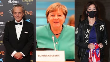 Imagen de José Coronado, Angela Merkel y Ana Rosa Quintana.