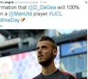 La cuenta de la Champions dice que "De Gea es 100% del United"