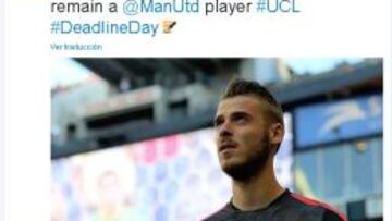 La cuenta de la Champions dice que "De Gea es 100% del United"