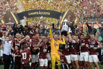 Los jugadores de Flamengo celebran el título.