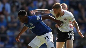 Yerry Mina disputó los 90 en el Everton - Sheffield United.