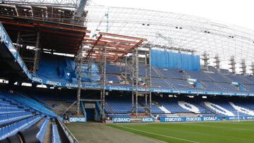 Lleno de andaminos. Las obras de Riazor est&aacute;n lejos de acabar.