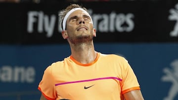 Rafa Nadal se lamenta tras un punto en contra.