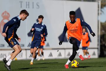 Vinicius, en el entrenamiento de este viernes.