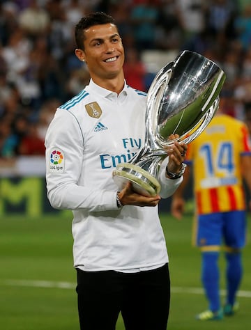 Cristiano Ronaldo with the UEFA Super Cup.