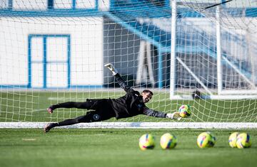 Riesgo, durante un entreno con el Leganés