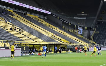 Ghost game, empty, empty seats, range, tribune, stadium, block, sport: Soccer: 1.Bundesliga: season 19/20: 26th matchday: Borussia Dortmund - FC Schalke 04, May 16, 2020 Photo: Ralf Ibing / firosportphoto / POOL | usage worldwide *** Local Caption *** .