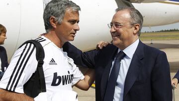 Jos&eacute; Mourinho cony Florentino P&eacute;rez: se cumplen diez a&ntilde;os de la llegada del t&eacute;cnico portugu&eacute;s al Real Madrid.