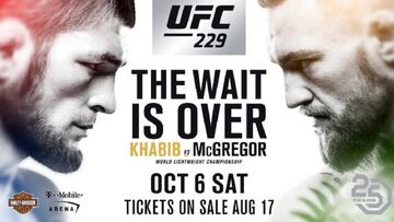 Khabib-McGregor: horario y cómo ver en tv y online el UFC 229