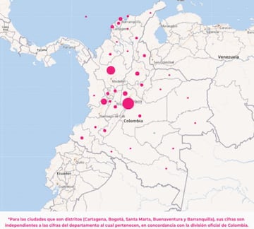 Mapa del coronavirus en Colombia