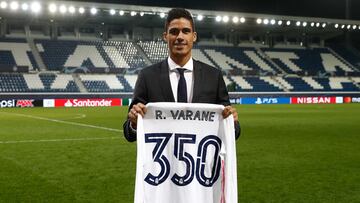 Varane, 350 partidos con el Real Madrid. 