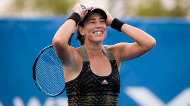 Garbine Muguruza of Spain after winning the final of the 2021 Chicago Fall Tennis Classic WTA 500 tennis tournament against Ons Jabeur of Tunisia AFP7 03/10/2021 ONLY FOR USE IN SPAIN