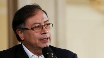 FILE PHOTO: Colombia's President Gustavo Petro speaks after a bilateral meeting with Chile's President Gabriel Boric (not pictured) at the Casa de Narino, in Bogota, Colombia, August 8, 2022. REUTERS/Luisa Gonzalez/File Photo