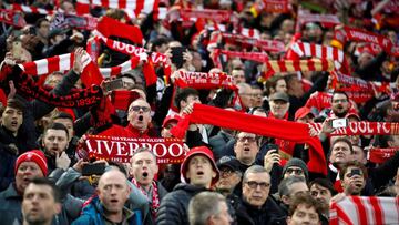 Soccer Football - Champions League Semi Final First Leg - Liverpool vs AS Roma - Anfield, Liverpool, Britain - April 24, 2018 Liverpoo fans Action Images via Reuters/Carl Recine
