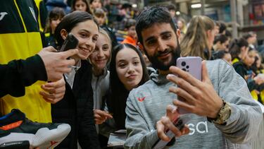 El base de la selección española de baloncesto Ricky Rubio, durante el entrenamiento celebrado este viernes en Guadalajara, previo al segundo partido de clasificación para el Eurobasket 2025 que les enfrentará a Bélgica el próximo domingo en Charleroi.