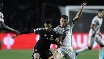 Soccer Football - Europa League - Group H - Qarabag v Bayer Leverkusen - Tofig Bahramov Republican Stadium, Baku, Azerbaijan - November 9, 2023 Bayer Leverkusen's Granit Xhaka in action with Qarabag's Abdellah Zoubir REUTERS/Aziz Karimov