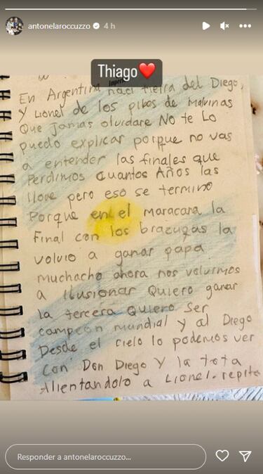 El mensaje de Thiago Messi a su padre antes de la final del Mundial