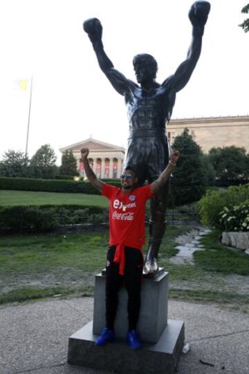 Los seleccionados visitaron la estatua de Rocky Balboa en Filadelfia.