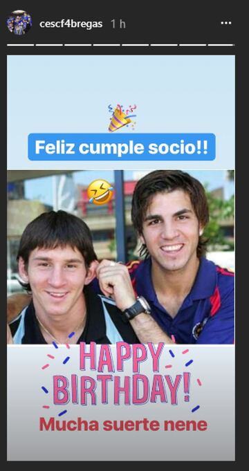 Cesc nos regala a través de sus stories una imagen de los dos jugadores de hace unos años. 