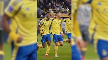 El delantero colombiano fue parte del festejo junto al astro portugués, tras su segundo gol en la victoria de Al Nassr.