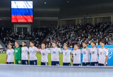 Selección rusa antes de un amistoso contra Qatar en septiembre de 2025.