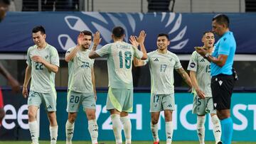     Orbelin Pineda celebrates his goal 0-3 of Mexico during the Semifinals match between Panama and Mexico (Mexican National Team) as part of the 2024 Concacaf Nations League, at AT-T Stadium, Arlington, Texas, on March 21, 2024.