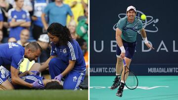 La doctora Eva Carneiro, durante su etapa en el Chelsea, y el tenista Andy Murray durante un partido ante Rafa Nadal en el torneo de exhibici&oacute;n de Abu Dabi.