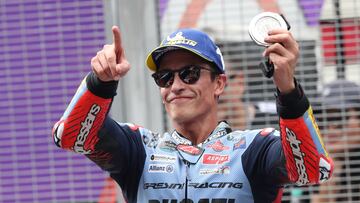 Marc Márquez celebra su segunda posición al esprint durante el GP de Malasia de MotoGP.