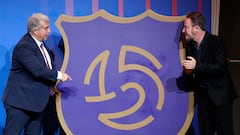 Joan Laporta, con David Carabén en el acto de presentación del 125 aniversario del Barça