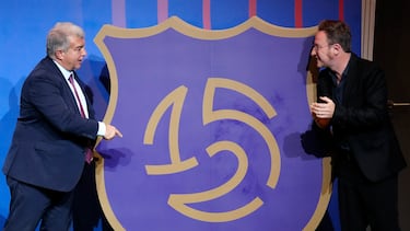 Joan Laporta, con David Carabén en el acto de presentación del 125 aniversario del Barça