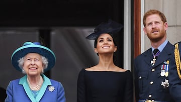 La reina Isabel II y los duques de Sussex. Photo: Victoria Jones/PA Wire/dpa