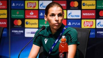Soccer Football - UEFA Super Cup - Match Officials Press Conference - Vodafone Park, Istanbul, Turkey - August 13, 2019 Referee Stephanie Frappart during the press conference UEFA/Pool via REUTERS